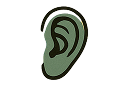 Ear icon symbolizing listening without watching